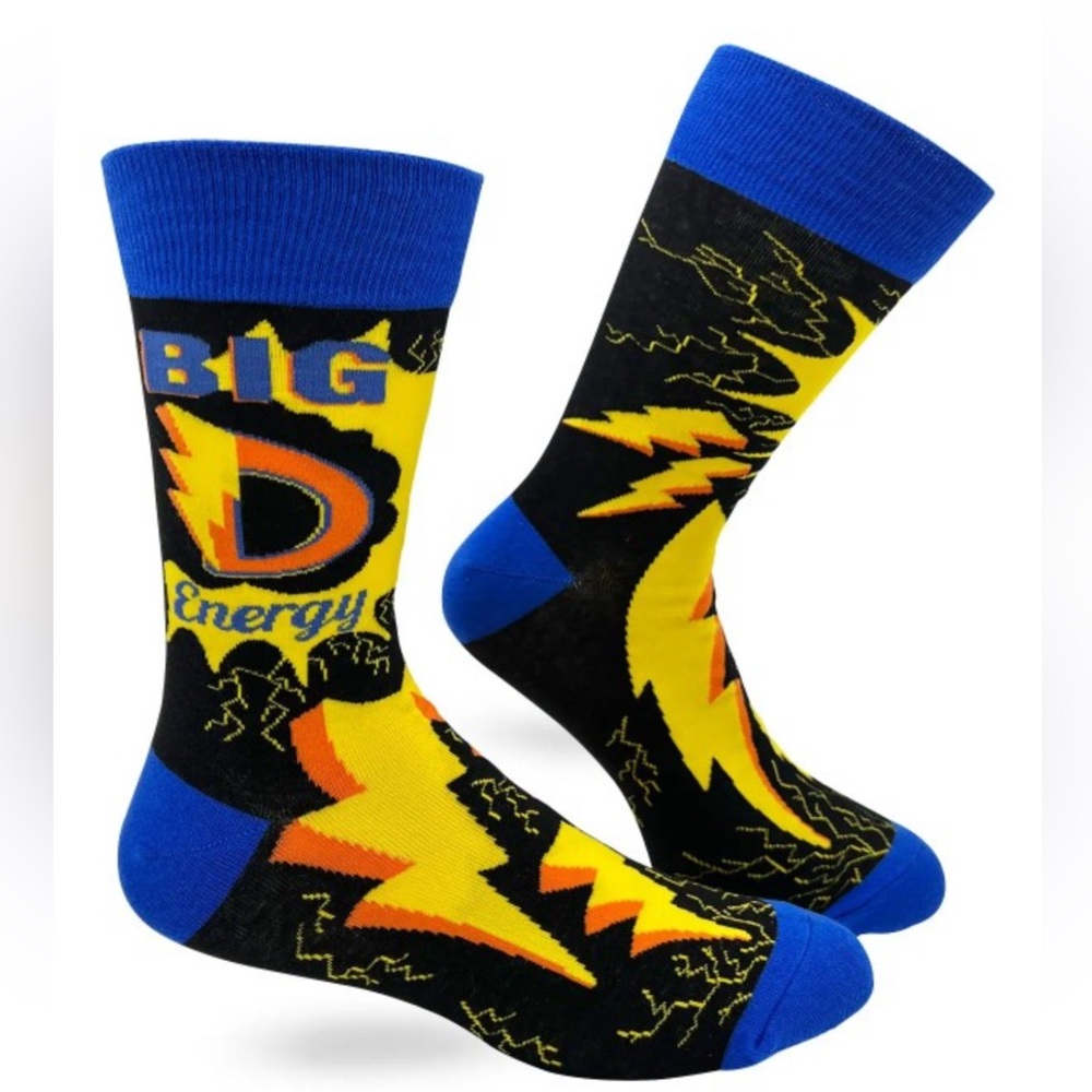 •Charged Up & Well Equipped• Funny Trophy Husband Novelty Crew Socks